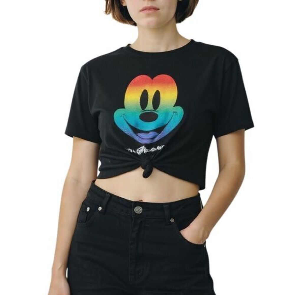 Disney Women's Mickey Mouse Pride Crop Top Multicolor Size M